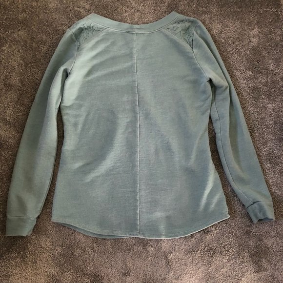 Motherhood Maternity Pullover Sweatshirt Blue and Dark Blue Jeans - Picture 3 of 7